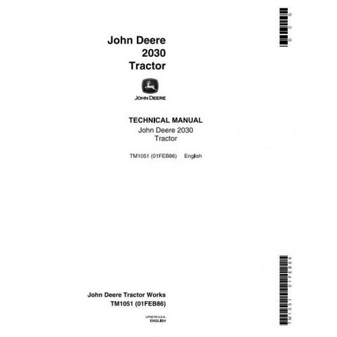 TM1051 SERVICE REPIAR TECHNICAL MANUAL - JOHN DEERE 2030 TRACTOR DOWNLOAD