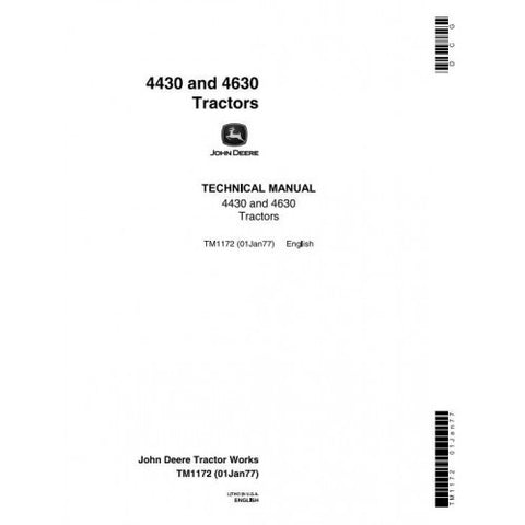 TM1172 SERVICE REPAIR TECHNICAL MANUAL - JOHN DEERE 4430 AND 4630 TRACTORS DOWNLOAD