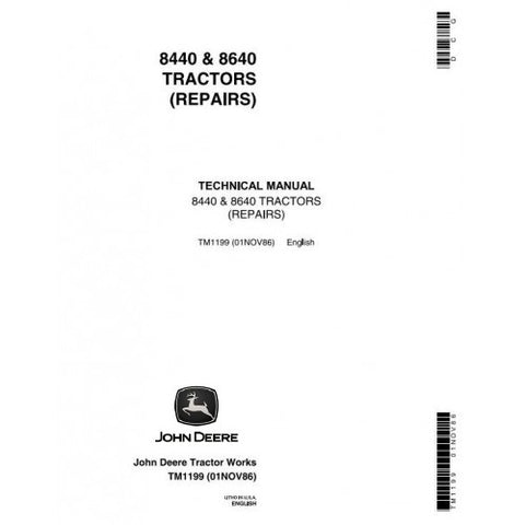 TM1199 DIAGNOSTIC AND REPAIR TECHNICAL MANUAL - JOHN DEERE 8440, 8460 4WD ARTICULATED TRACTORS DOWNLOAD