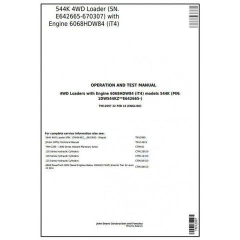 TM12097 DIAGNOSTIC OPERATION AND TESTS SERVICE MANUAL - JOHN DEERE 544K 4WD LOADER (SN.E642665-670307) DOWNLOAD