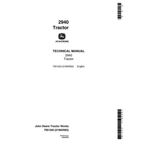TM1220 SERVICE REPIAR TECHNICAL MANUAL - JOHN DEERE 2940 TRACTOR DOWNLOAD