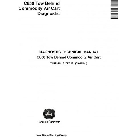 TM122419 DIAGNOSTIC TECHNICAL MANUAL - JOHN DEERE C850 TOW BEHIND COMMODITY AIR CART DOWNLOAD