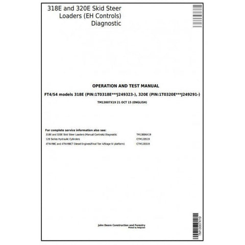 TM13007X19 DIAGNOSTIC OPERATION AND TESTS SERVICE MANUAL - JOHN DEERE 318E, 320E SKID STEER LOADERS WITH (EH CONTROLS) DOWNLOAD