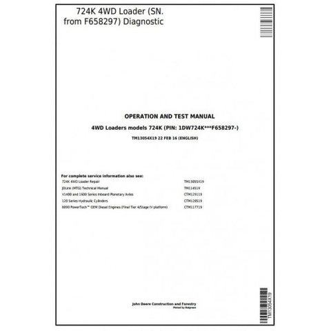 TM13054X19 DIAGNOSTIC OPERATION AND TESTS SERVICE MANUAL - JOHN DEERE 724K 4WD LOADER (SN.FROM F658297) DOWNLOAD