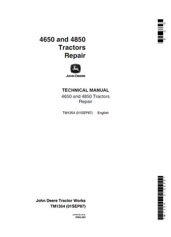 TM1354 SERVICE REPAIR TECHNICAL MANUAL - JOHN DEERE 4650, 4850 TRACTORS DOWNLOAD