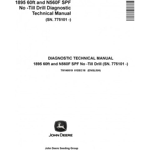 TM140019 DIAGNOSTIC TECHNICAL MANUAL - JOHN DEERE 1895 60FT AND N560F SPF NO -TILL DRILL DOWNLOAD