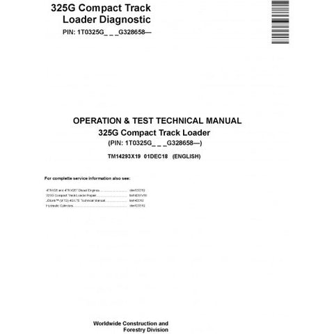 TM14293X19 OPERATION AND TESTS TECHNICAL MANUAL - JOHN DEERE 325G COMPACT TRACK LOADER DOWNLOAD