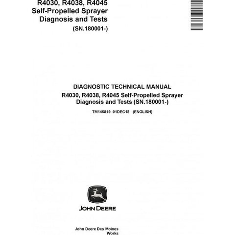 TM145819 DIAGNOSTIC TECHNICAL MANUAL - JOHN DEERE R4030, R4038, R4045 SELF-PROPELLED SPRAYER DOWNLOAD