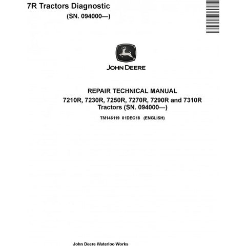 TM146119 SERVICE REPAIR TECHNICAL MANUAL - JOHN DEERE 7210R 7230R 7250R 7270R 7290R 7310R TRACTORS DOWNLOAD