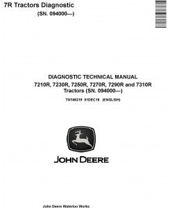 TM146219 DIAGNOSTIC TECHNICAL MANUAL - JOHN DEERE 7210R, 7230R, 7250R, 7270R, 7290R, 7310R TRACTORS DOWNLOAD