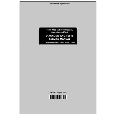 TM1501 DIAGNOSIS AND TESTS SERVICE MANUAL - JOHN DEERE 7600, 7700 AND 7800 TRACTORS DOWNLOAD