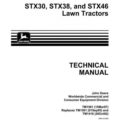 TM1561 SERVICE REPAIR TECHNICAL MANUAL - JOHN DEERE STX38, STX46, STX30D RIDING LAWN TRACTORS DOWNLOAD