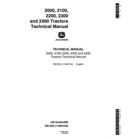 TM1563 SERVICE REPIAR TECHNICAL MANUAL - JOHN DEERE 2000, 2100, 2200, 2300, 2400 TRACTOR DOWNLOAD