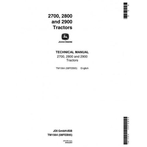TM1564 SERVICE REPIAR TECHNICAL MANUAL - JOHN DEERE 2700, 2800, 2900 TRACTOR DOWNLOAD