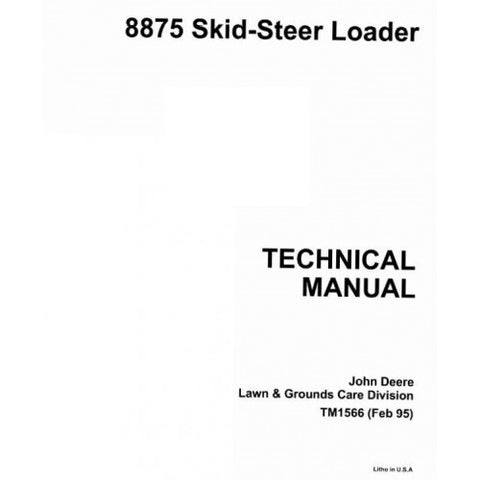 TM1566 SERVICE REPAIR TECHNICAL MANUAL - JOHN DEERE 8875 SKID STEER LOADER DOWNLOAD