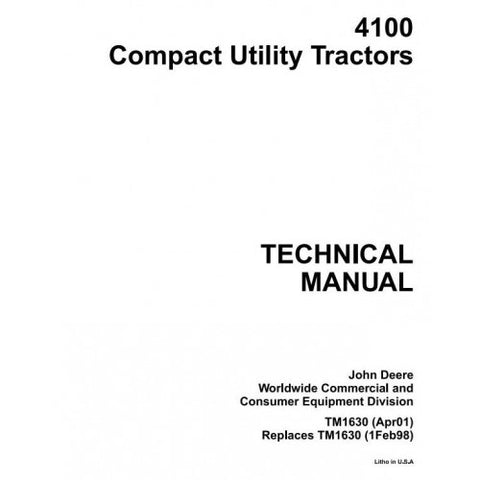 TM1630 SERVICE REPAIR TECHNICAL MANUAL - JOHN DEERE 4100 COMPACT UTILITY TRACTORS DOWNLOAD