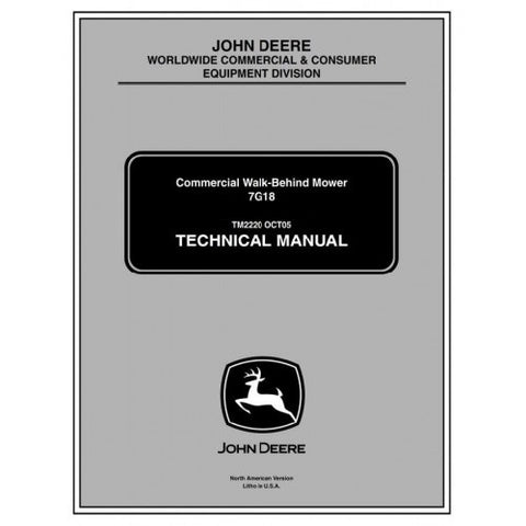 TM2220 SERVICE REPAIR TECHNICAL MANUAL - JOHN DEERE 7G18 COMMERCIAL WALK-BEHIND MOWER DOWNLOAD