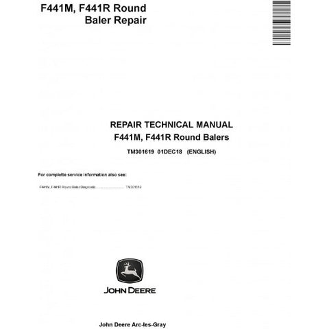 TM301619 SERVICE REPAIR TECHNICAL MANUAL - JOHN DEERE F441M, F441R ROUND BALERS DOWNLOAD