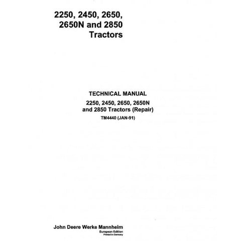 TM4440 SERVICE REPIAR TECHNICAL MANUAL - JOHN DEERE 2250, 2450, 2650, 2650N AND 2850 TRACTOR DOWNLOAD