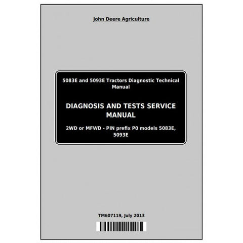 TM607119 DIAGNOSIS AND TESTS SERVICE MANUAL - JOHN DEERE 5083E, 5093E TRACTORS DOWNLOAD