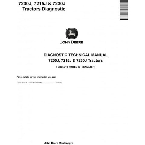 TM805019 DIAGNOSTIC TECHNICAL MANUAL - JOHN DEERE 7200J, 7215J AND 7230J TRACTORS DOWNLOAD