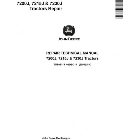 TM805119 SERVICE REPAIR TECHNICAL MANUAL - JOHN DEERE 7200J, 7215J AND 7230J TRACTORS DOWNLOAD