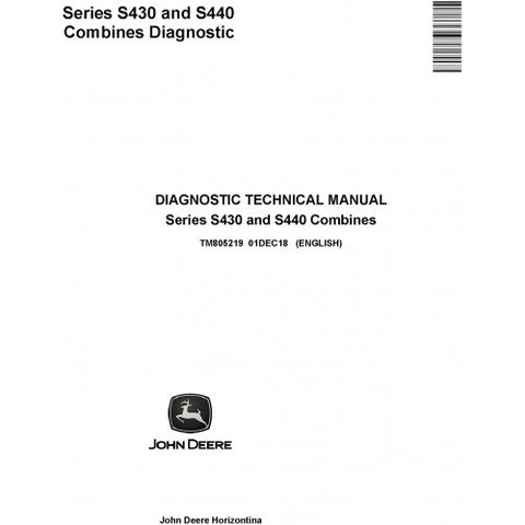 TM805219 DIAGNOSTIC TECHNICAL MANUAL - JOHN DEERE S430, S440 COMBINES DOWNLOAD